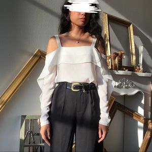 Semi-sheer White ALLSAINTS Cold-shoulder Blouse